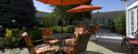 Enjoy bird watching, gardening and barbecuing in our courtyard at Bickford of Omaha Hickory