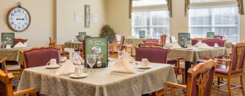 Enjoy restaurant-style meals served three times a day in our dining room at Bickford of Ames