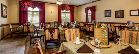 Food is best when shared with friends in the dining room at Bickford of Battle Creek