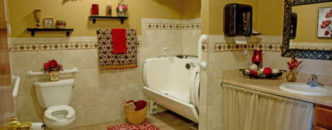 Hydrotherapy eases achy joints in our whirlpool at Bickford of Battle Creek