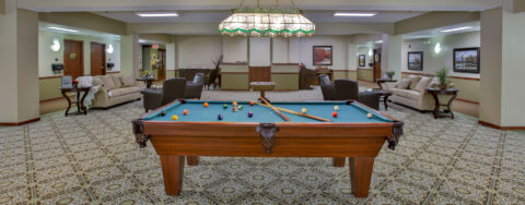 Challenge your buddies to a game of billiards at Bickford of Bloomington