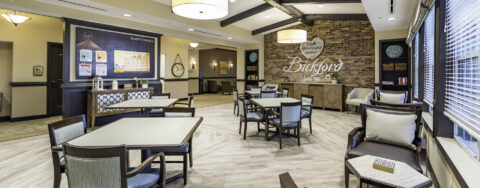 Relax with a good puzzle in the activity room at Bickford of Canton