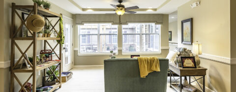 Relax in the warmth of the sunroom at Bickford of Canton