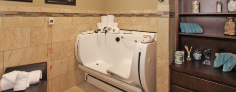 Our whirlpool bathtub creates a spa-like environment tailored to enhance your relaxation and enjoyment at Bickford of Chesterfield