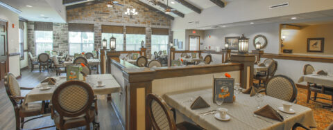 Food is best when shared with friends in the dining room at Bickford of Carmel