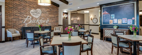 Relax with a good puzzle in the activity room at Bickford of Chesapeake