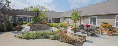 Enjoy the outdoors in a whole new light by stepping into our secure courtyard at Bickford of Crown Point