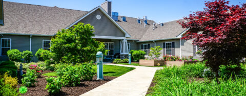 Enjoy bird watching, gardening and barbecuing in our courtyard at Bickford of Crystal Lake