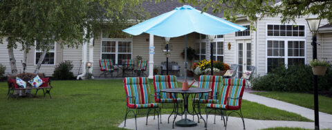 Enjoy bird watching, gardening and barbecuing in our courtyard at Bickford of Grand Island