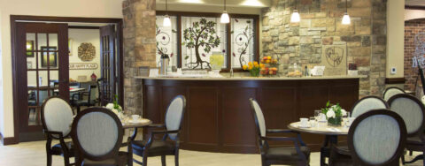 Mingle and converse with old and new friends alike in the bistro at Bickford of Gurnee