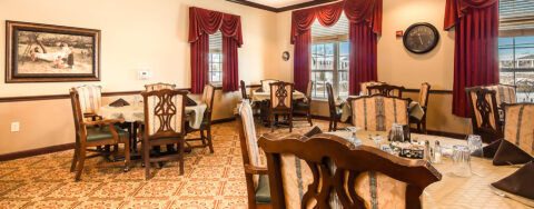 Enjoy restaurant-style meals served three times a day in our dining room at Bickford of Okemos