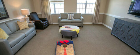 Mary B’s living room provides a smaller, more intimate setting to encourage interaction at Bickford of Midland