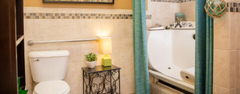 With an easy access design, our whirlpool allows you to enjoy a warm bath safely and comfortably at Bickford of Macomb