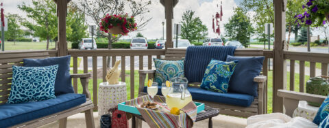 Sip on your favorite drink in the pergola at Bickford of Middletown