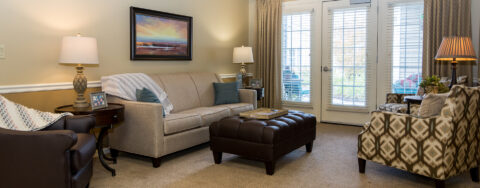 Enjoy a good book in the sitting area at Bickford of Oswego