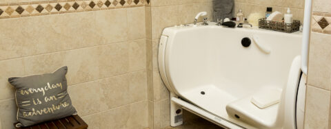 With an easy access design, our whirlpool allows you to enjoy a warm bath safely and comfortably at Bickford of Oswego