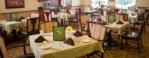 Enjoy restaurant-style meals served three times a day in our dining room at Bickford of Quincy