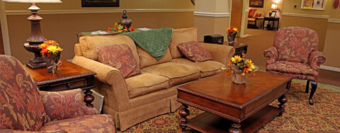 Enjoy a good book in the sitting area at Bickford of Rockford