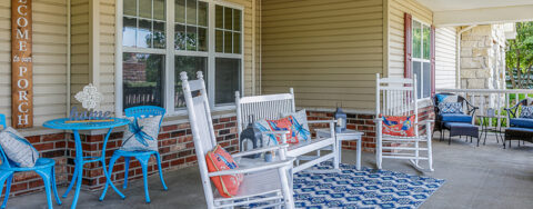 Enjoy conversations with friends on the porch at Bickford of Sioux City