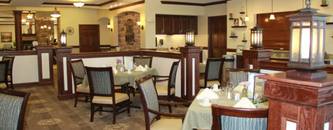 Enjoy restaurant-style meals served three times a day in our dining room at Bickford of Tinley Park