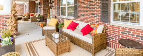 Relax in your favorite chair on the porch at Bickford of Virginia Beach