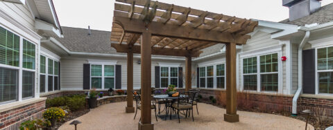 Residents with dementia can enjoy the outdoors by stepping into our secure courtyard at Bickford of Virginia Beach
