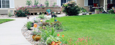 Enjoy bird watching, gardening and barbecuing in our courtyard at Bickford of West Des Moines