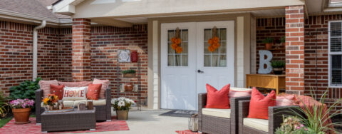 A single entrance courtyard gives residents with dementia the opportunity to be safe outside at Bickford of West Des Moines