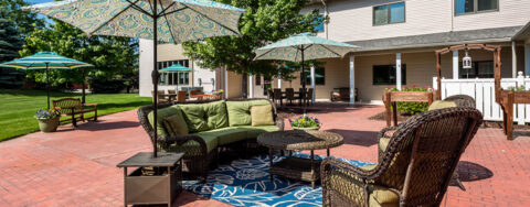 Enjoy bird watching, gardening and barbecuing in our courtyard at Bickford of West Lansing