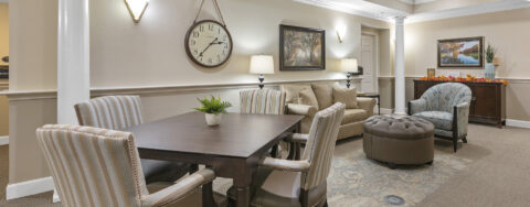 Enjoy a good card game with friends in the activity room at Bickford of Worthington